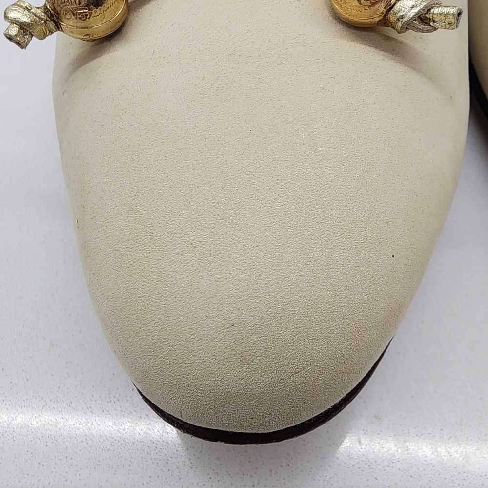 Vintage 80s/90s Ferragamo Ivory Nappa Evening Flats Size 8.5 - Picture 3 of 16